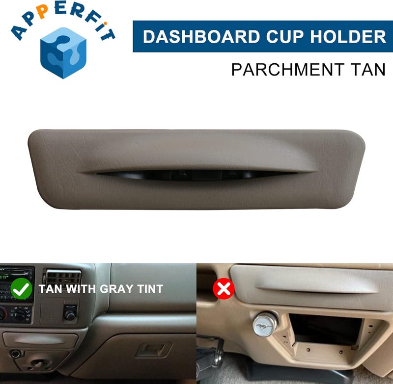 APPERFiT in Dash Cup Holder Insert w/Ashtray Tan Compatible with Ford F250 F350 F450 F550 Super Duty Truck Excursion 1999-2004 Dashboard Pull Out Cupholder YC3Z-2513560-CAB - Image 3